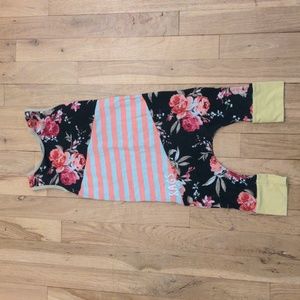 Rags to Raches sleeveless rose and stripe romper 2T